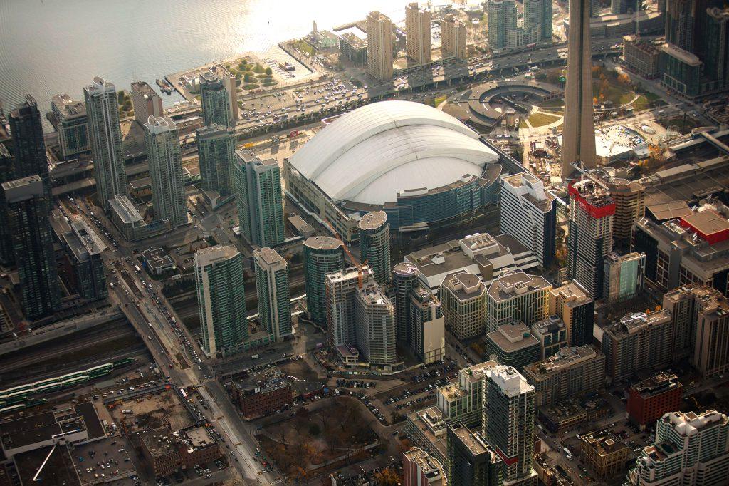 Aerial view of downtown Toronto